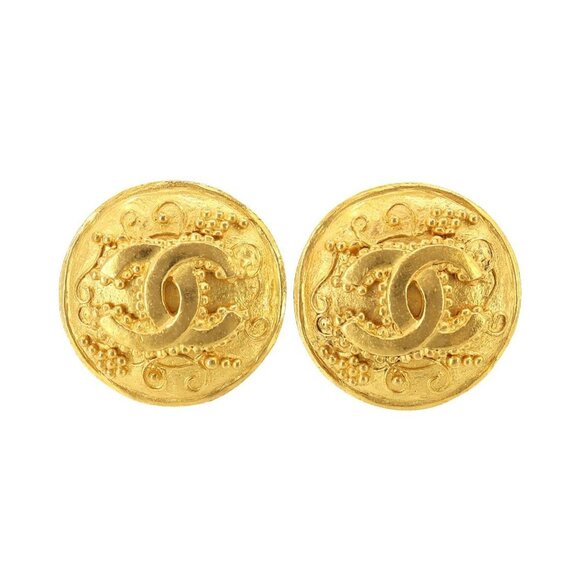 CHANEL Gold Logo Earrings - Picture 1 of 5